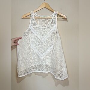 Maurices Ivory Lace Overlay Top
